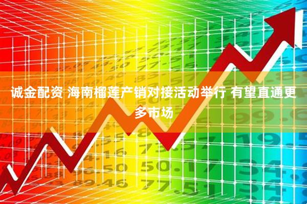 诚金配资 海南榴莲产销对接活动举行 有望直通更多市场